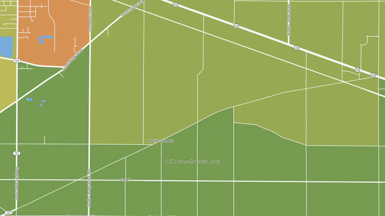 Mount Carmel, OH Map of Robbery Rates