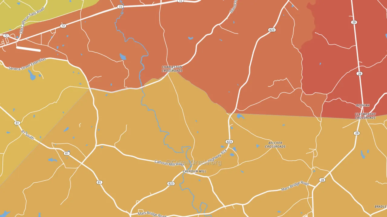 Mount Carmel, SC Map of Robbery Rates