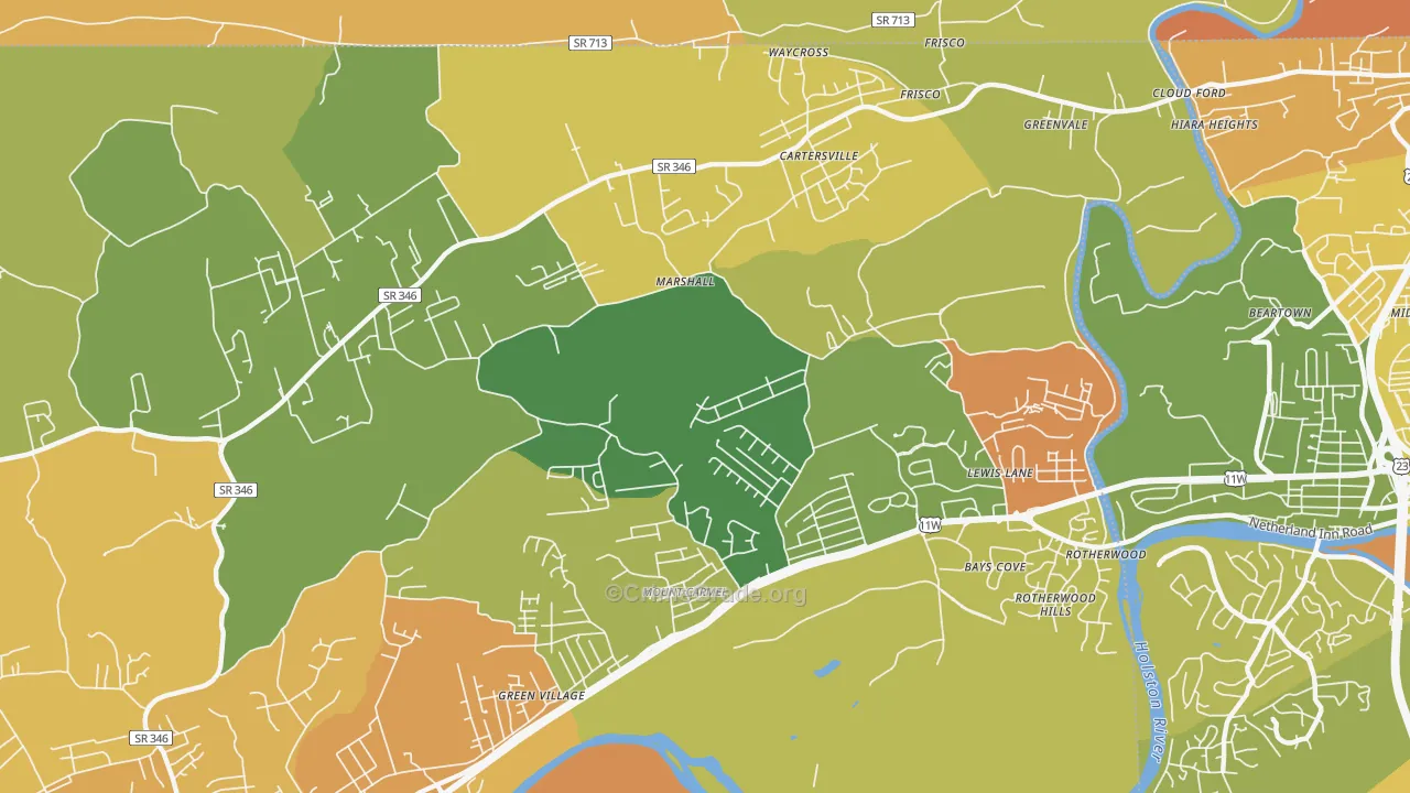 Mount Carmel, TN Map of Robbery Rates
