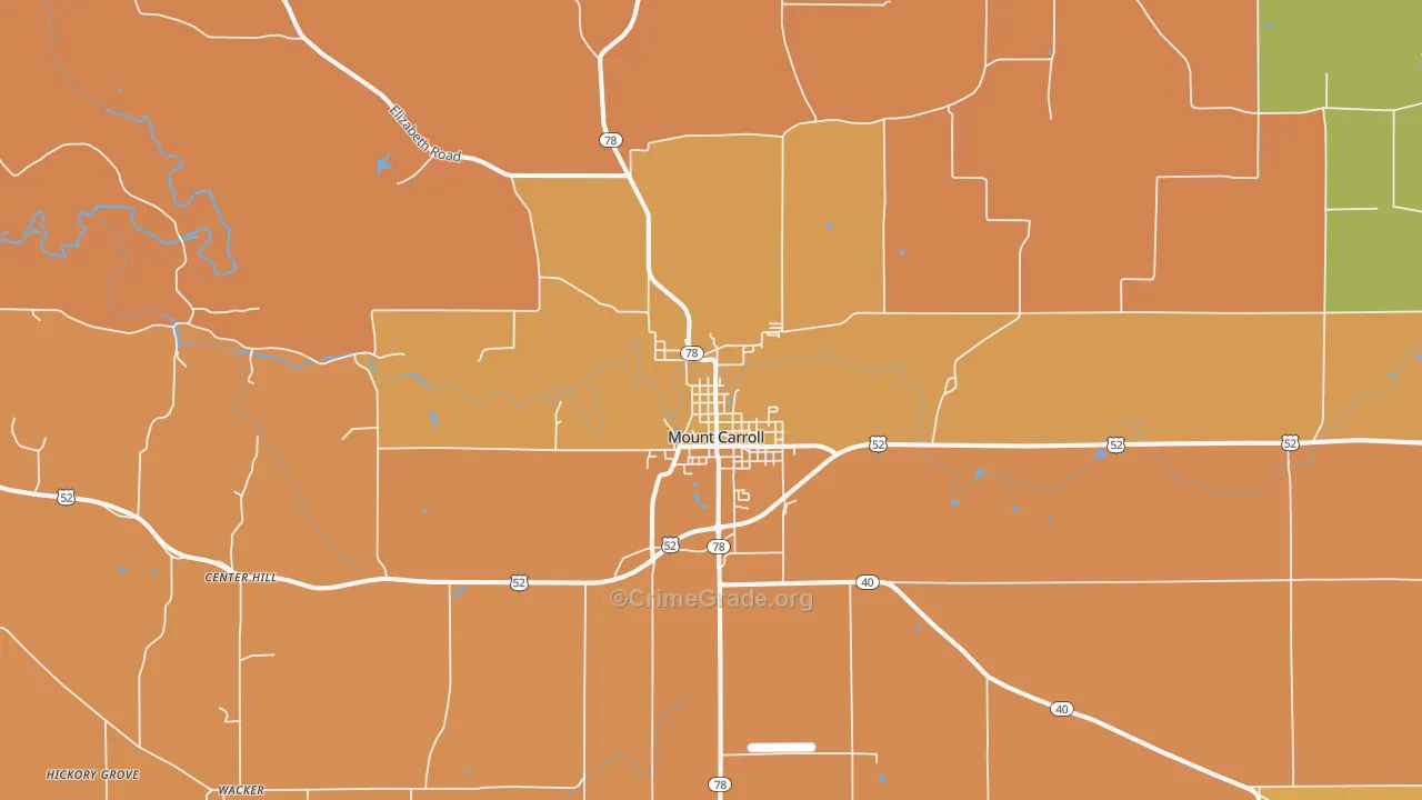 Mount Carroll, IL Map of Robbery Rates