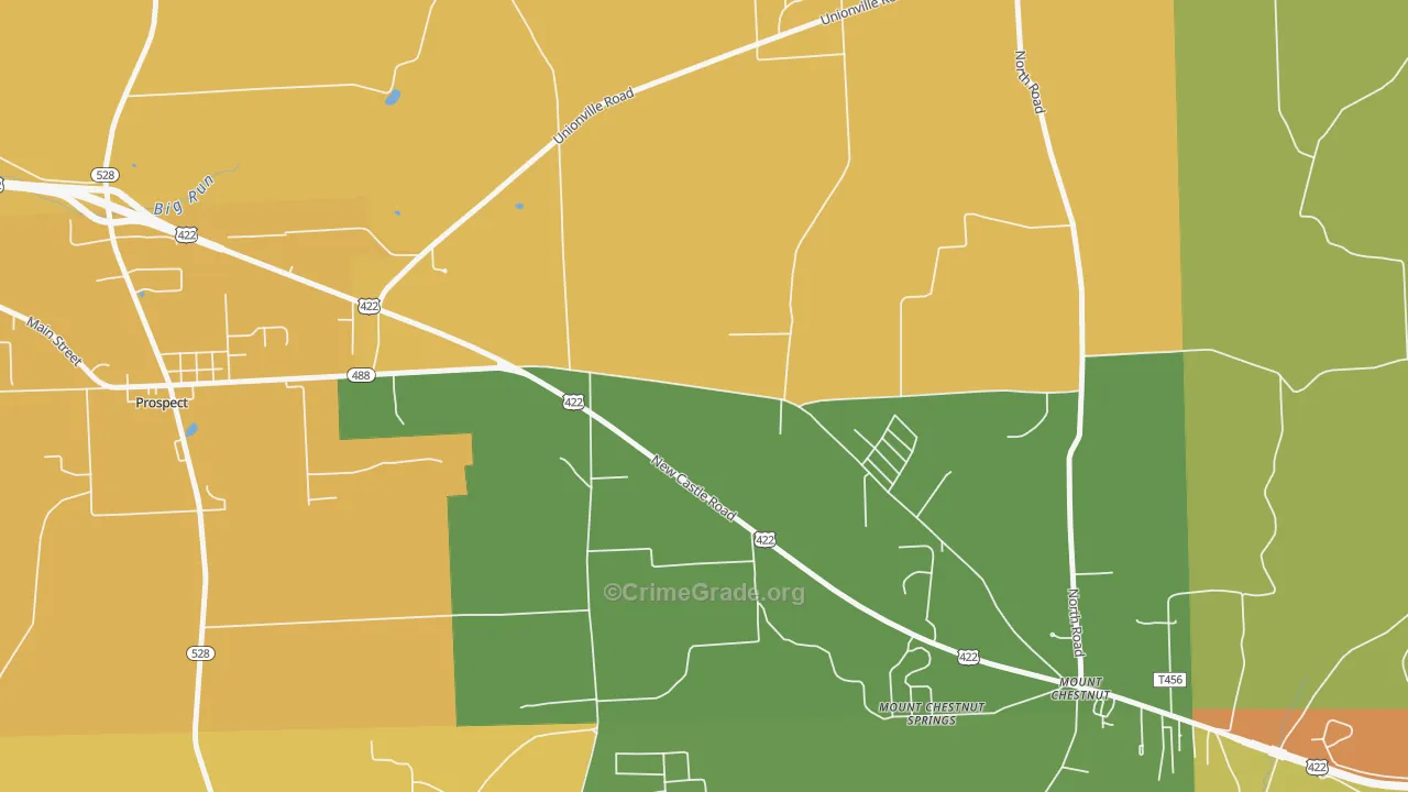 Mount Chestnut Springs, PA Map of Robbery Rates