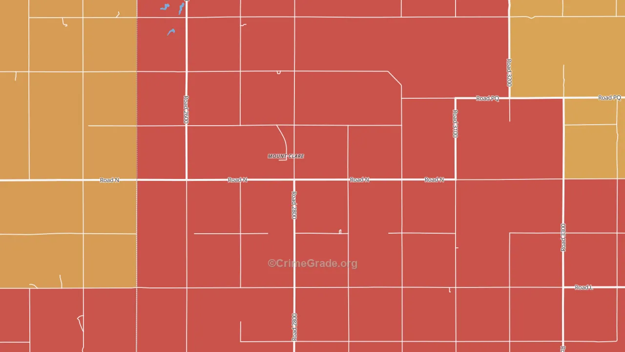 Mount Clare, NE Map of Robbery Rates