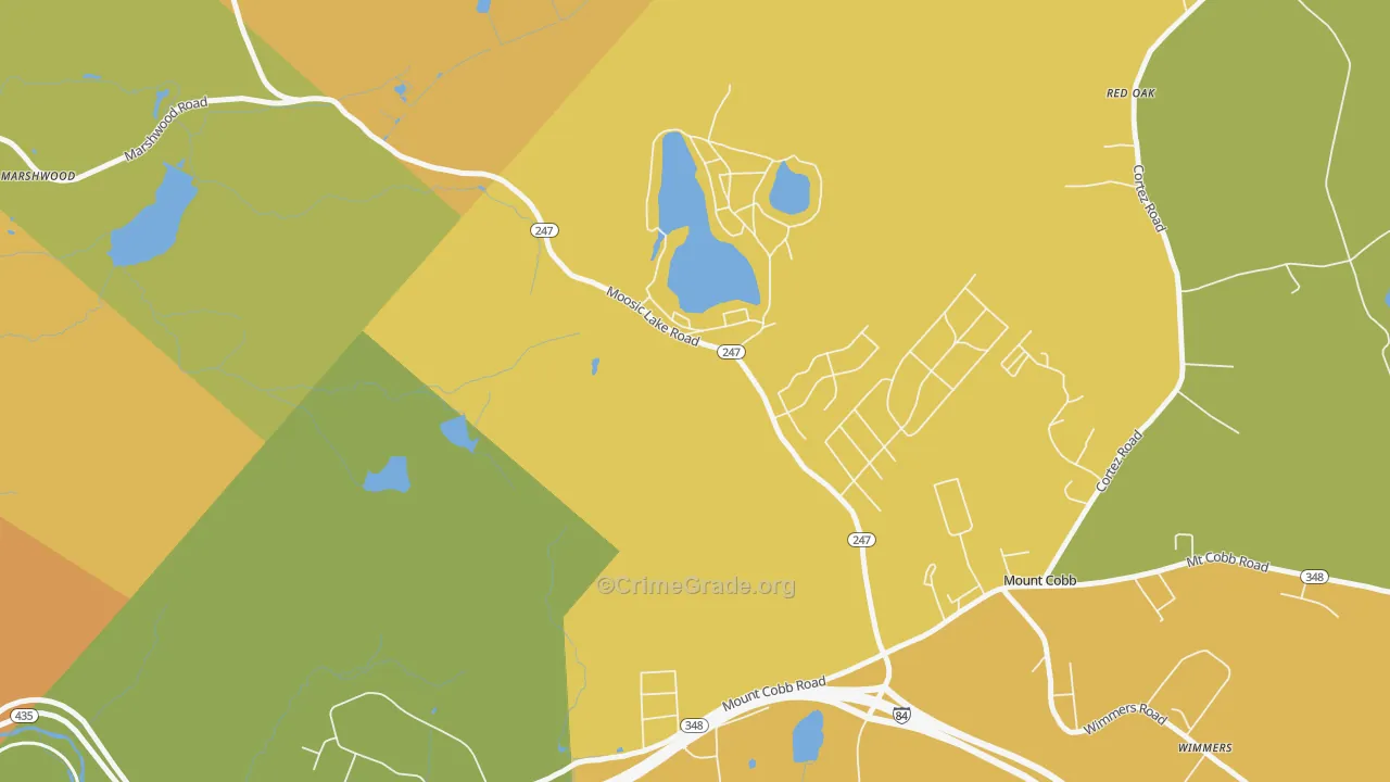 Mount Cobb, PA Map of Robbery Rates