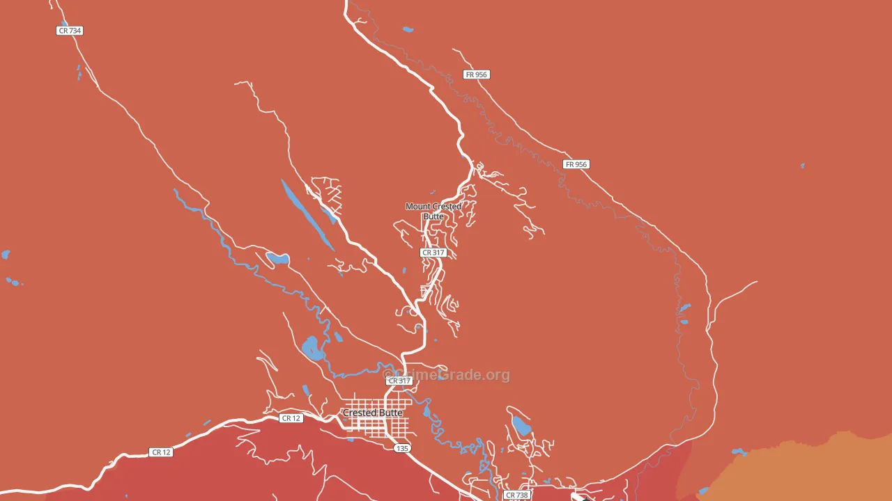 Mount Crested Butte, CO Map of Robbery Rates