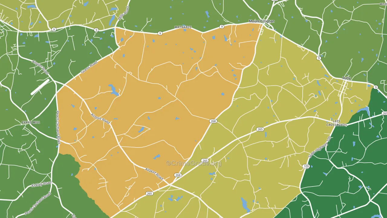 Mount Croghan, SC Map of Robbery Rates