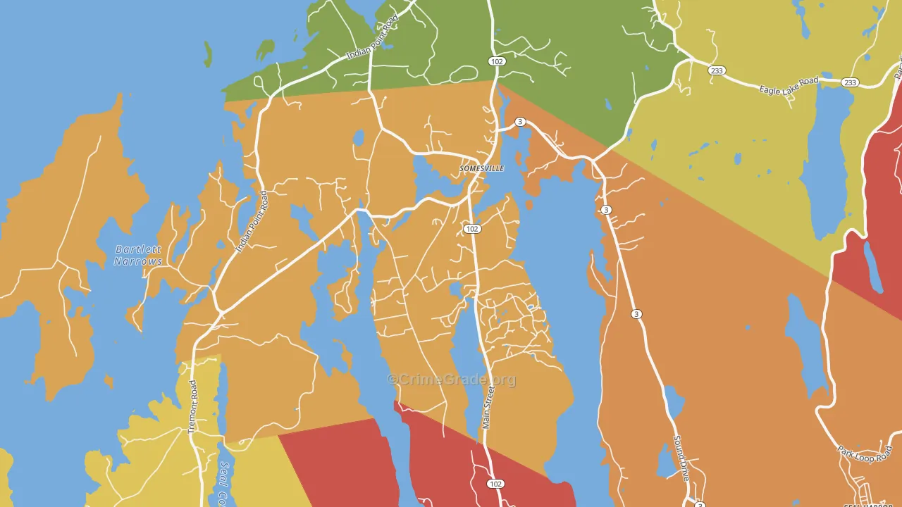 Mount Desert, ME Map of Robbery Rates