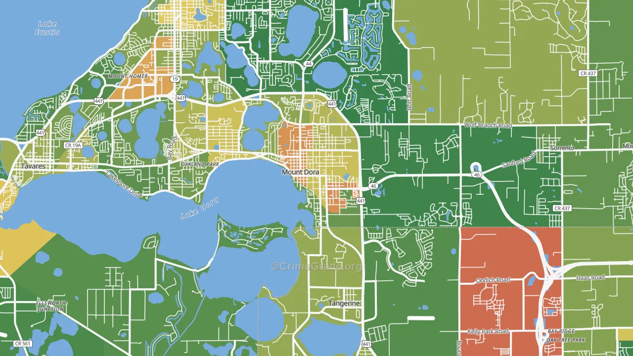 Mount Dora, FL Map of Robbery Rates