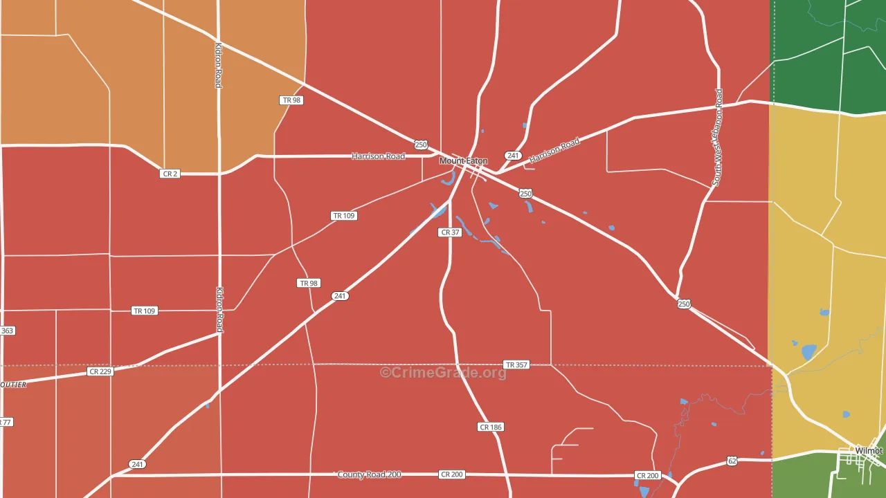 Mount Eaton, OH Map of Robbery Rates