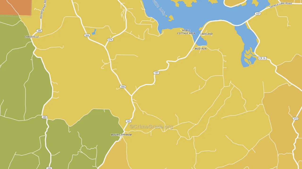 Mount Ephraim, OH Map of Robbery Rates