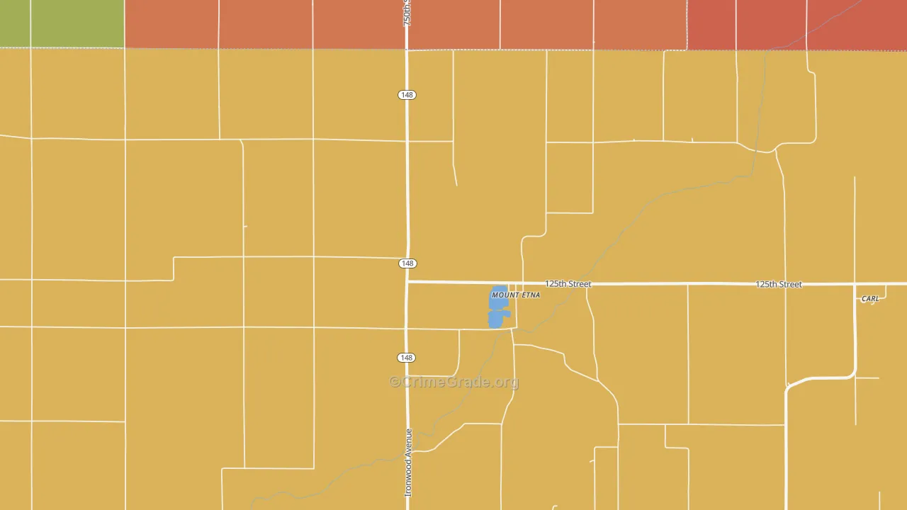 Mount Etna, IA Map of Robbery Rates