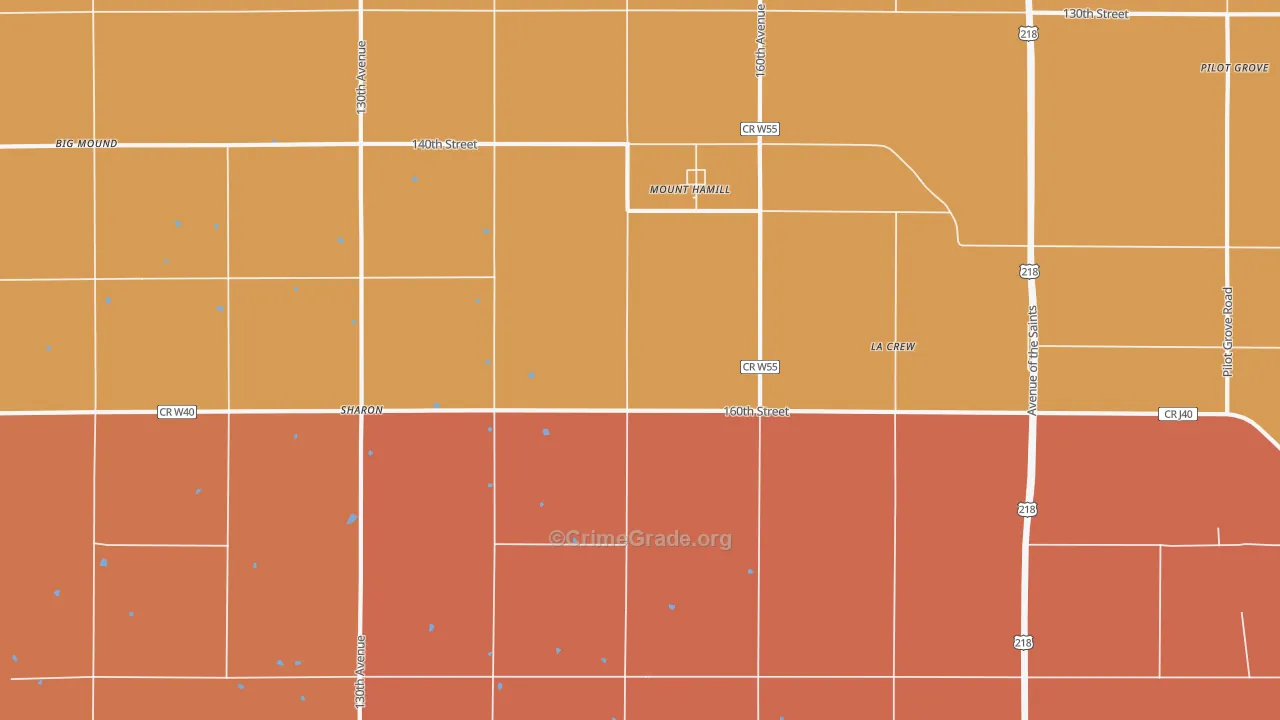 Mount Hamill, IA Map of Robbery Rates