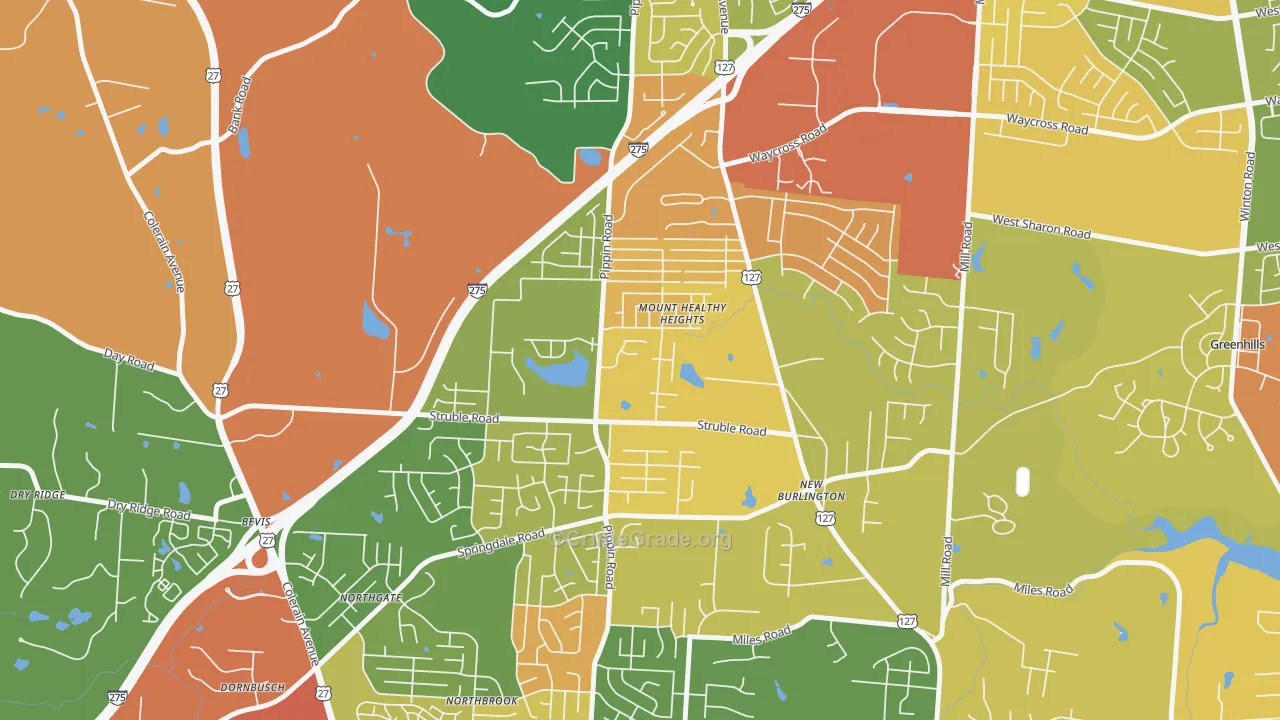 Mount Healthy Heights, Cincinnati, OH Map of Robbery Rates