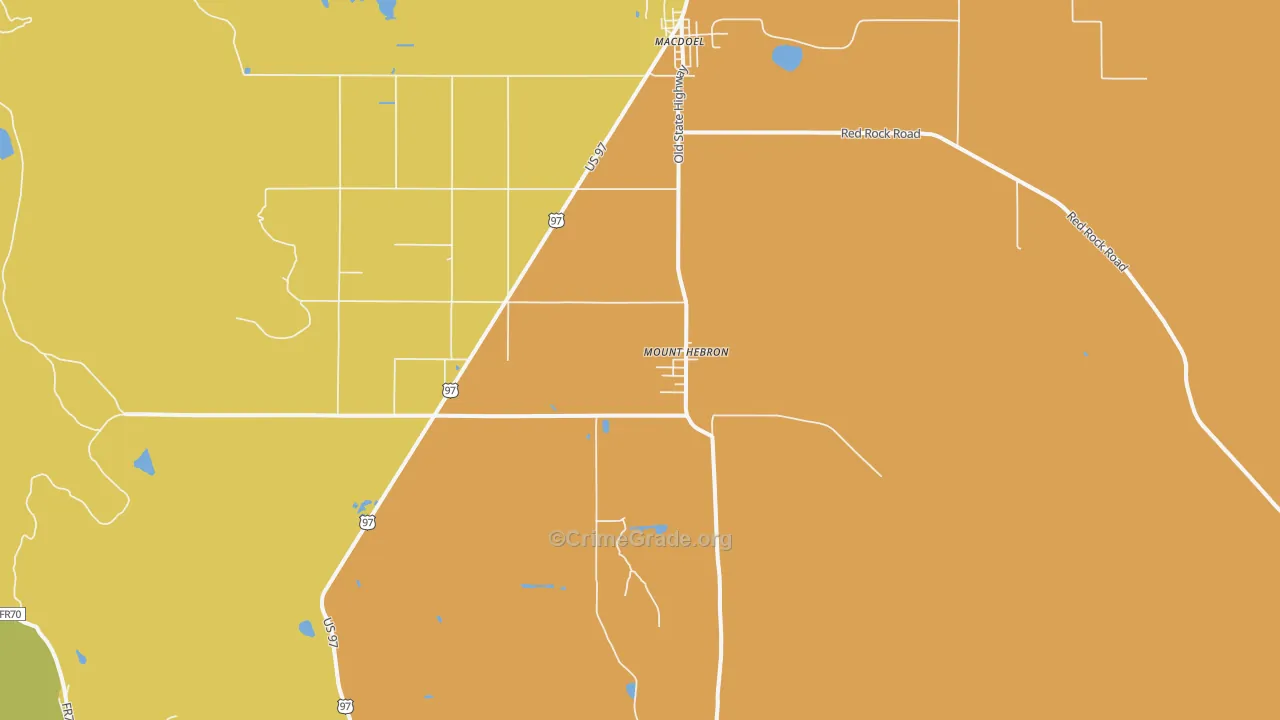 Mount Hebron, CA Map of Robbery Rates