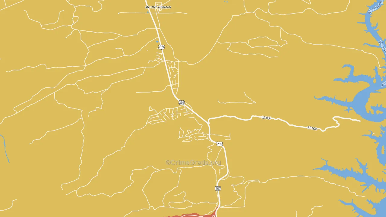 Mount Herman, OK Map of Robbery Rates