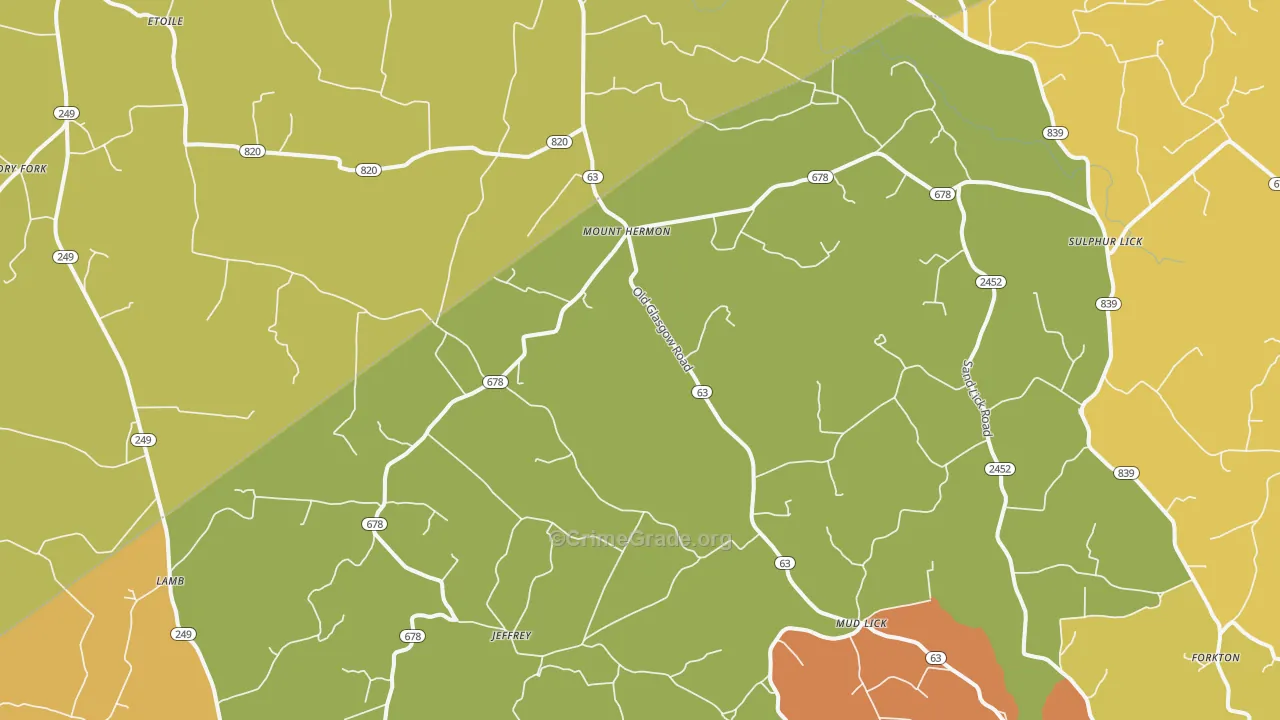 Mount Hermon, KY Map of Robbery Rates