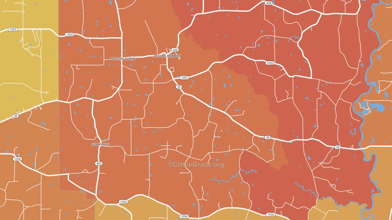 Mount Hermon, LA Map of Robbery Rates