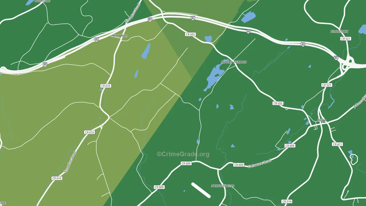 Mount Hermon, NJ Map of Robbery Rates