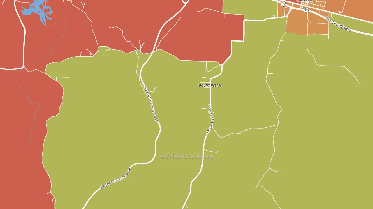 Mount Hester, AL Map of Robbery Rates