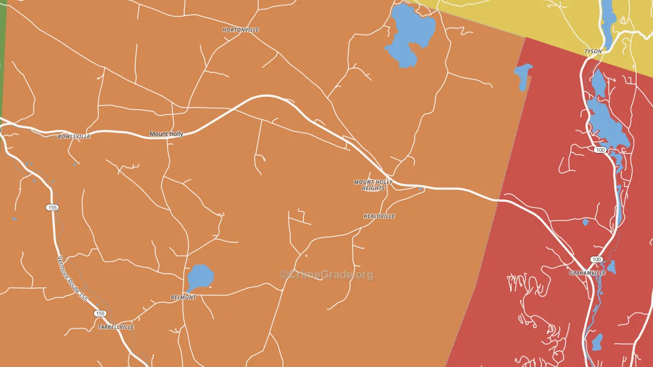 Mount Holly, VT Map of Robbery Rates