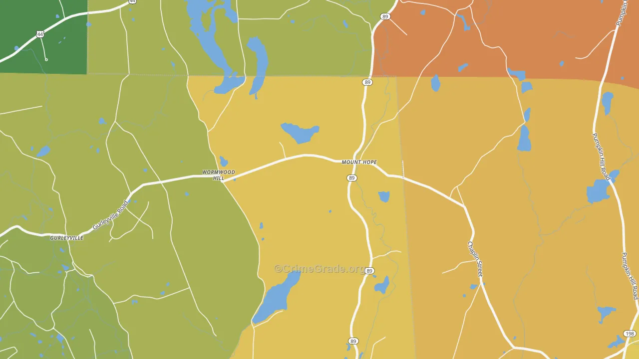 Mount Hope, CT Map of Robbery Rates