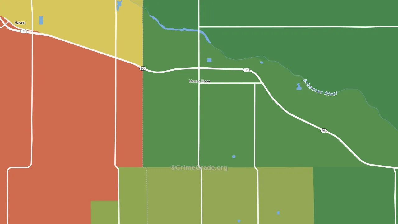 Mount Hope, KS Map of Robbery Rates