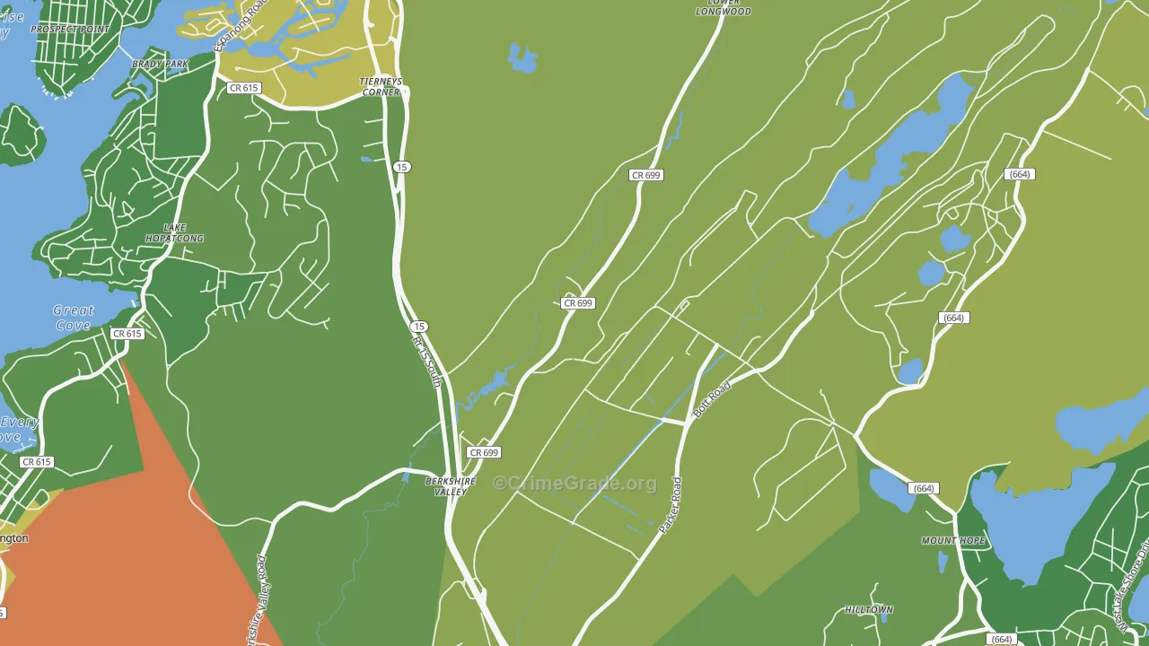 Mount Hope, NJ Map of Robbery Rates