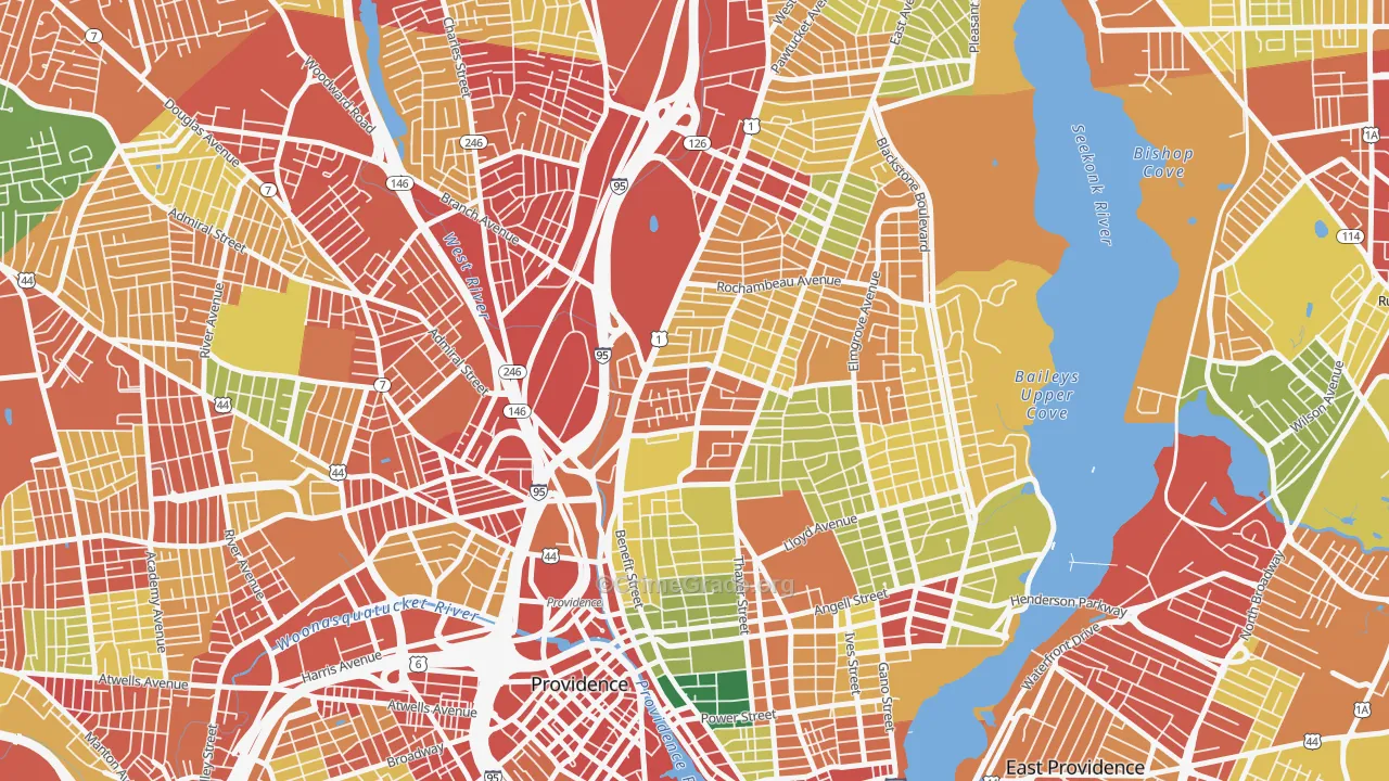 Mount Hope, Providence, RI Map of Robbery Rates