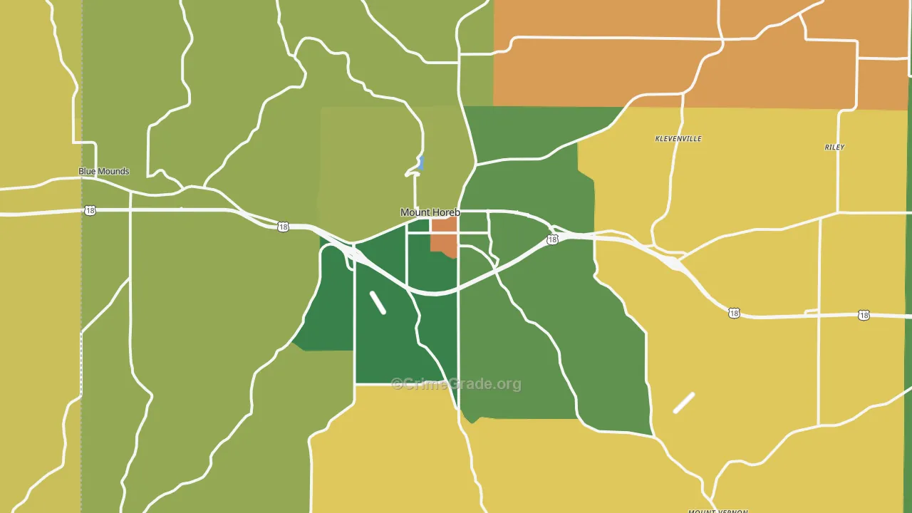 Mount Horeb, WI Map of Robbery Rates