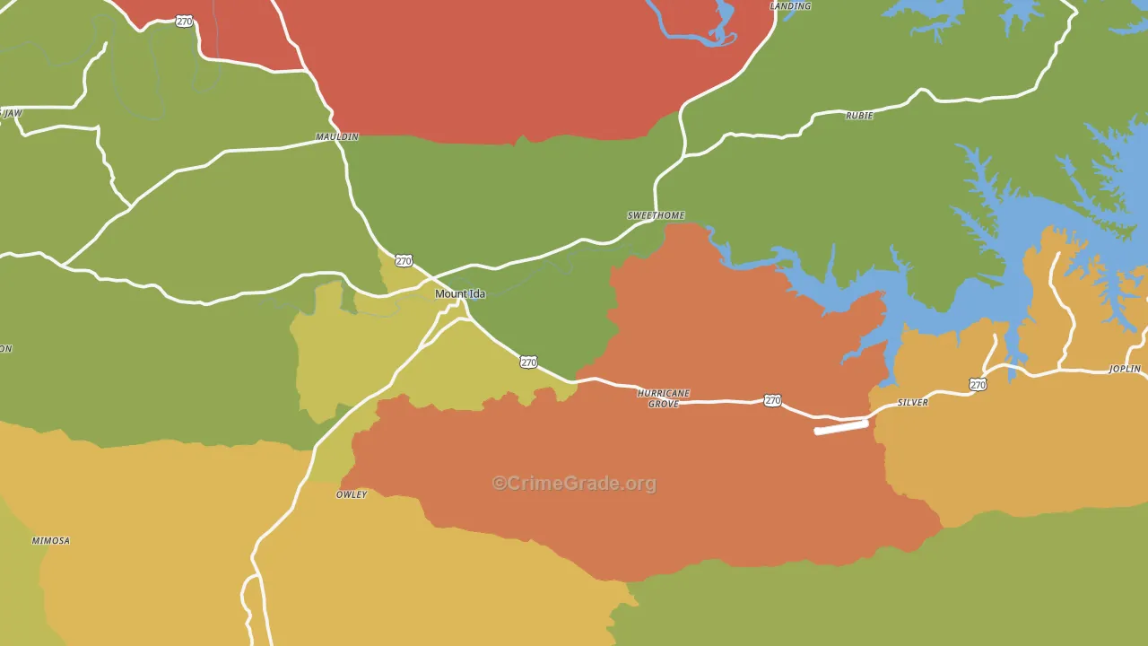Mount Ida, AR Map of Robbery Rates
