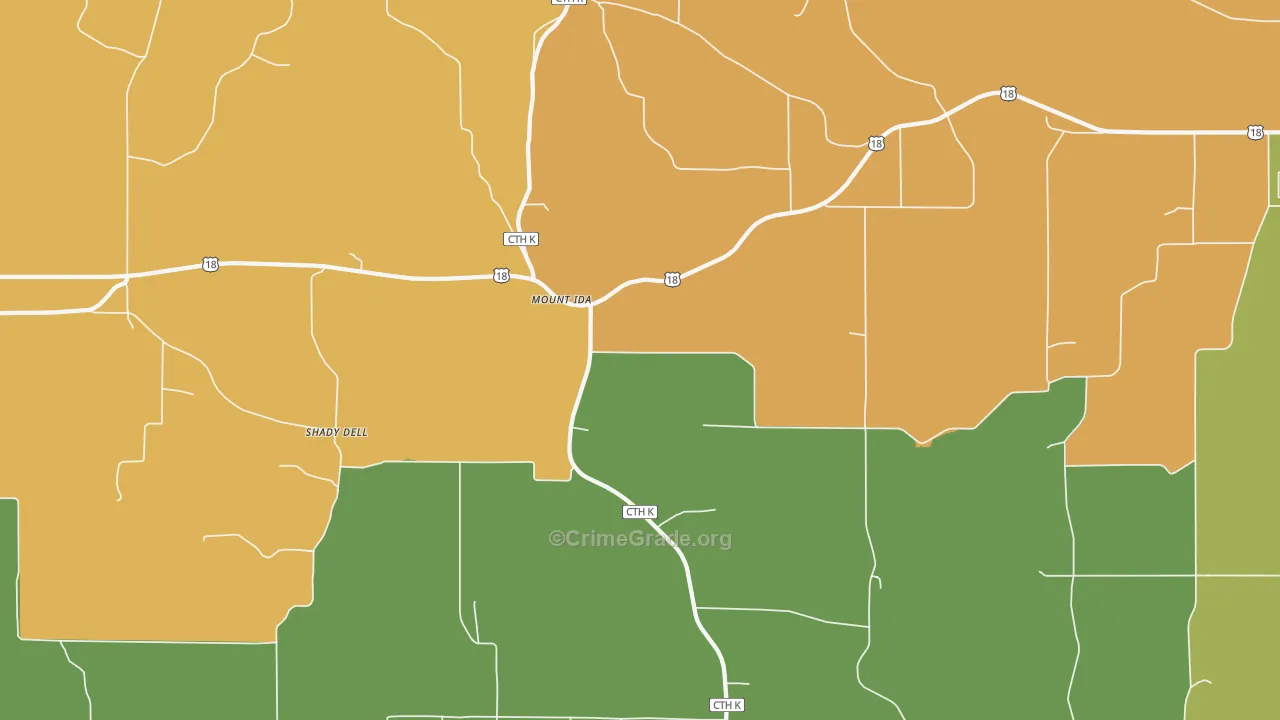 Mount Ida, WI Map of Robbery Rates