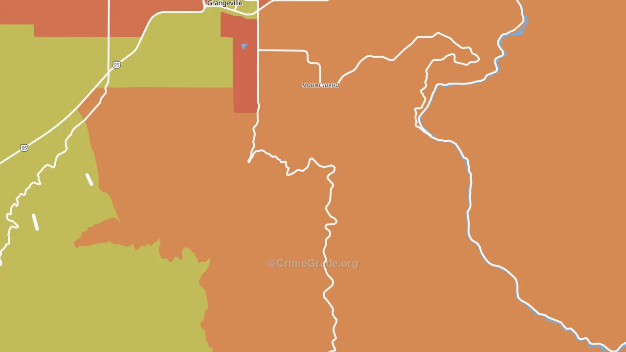 Mount Idaho, ID Map of Robbery Rates