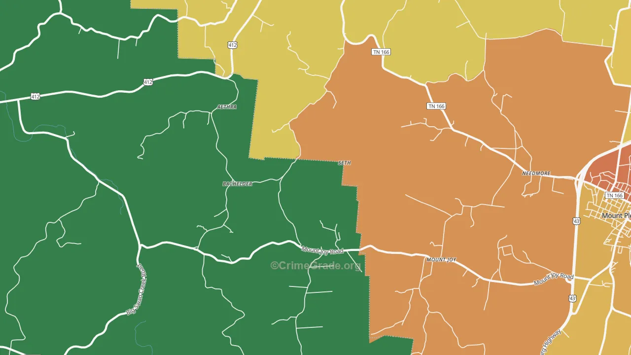 Mount Joy, TN Map of Robbery Rates