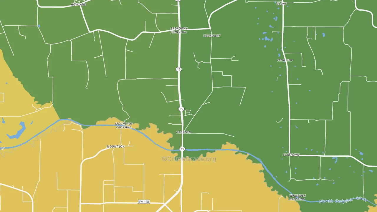 Mount Joy, TX Map of Robbery Rates