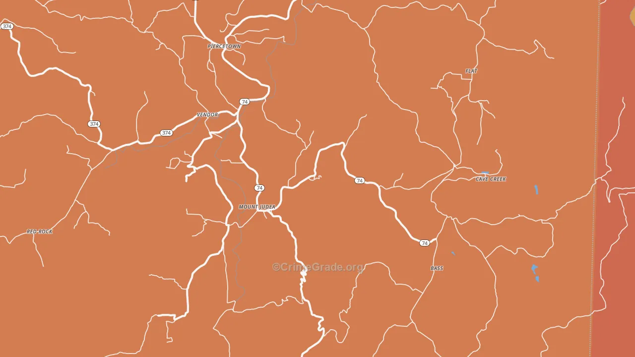 Mount Judea, AR Map of Robbery Rates