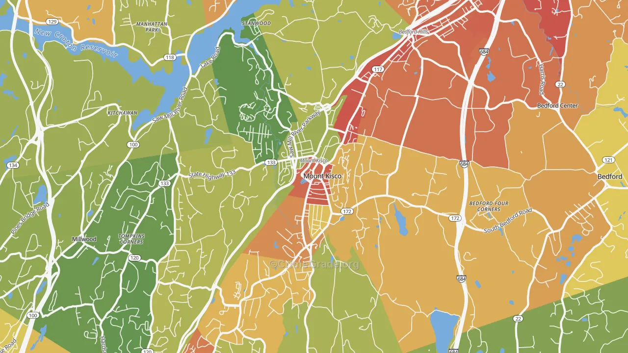 Mount Kisco, NY Map of Robbery Rates