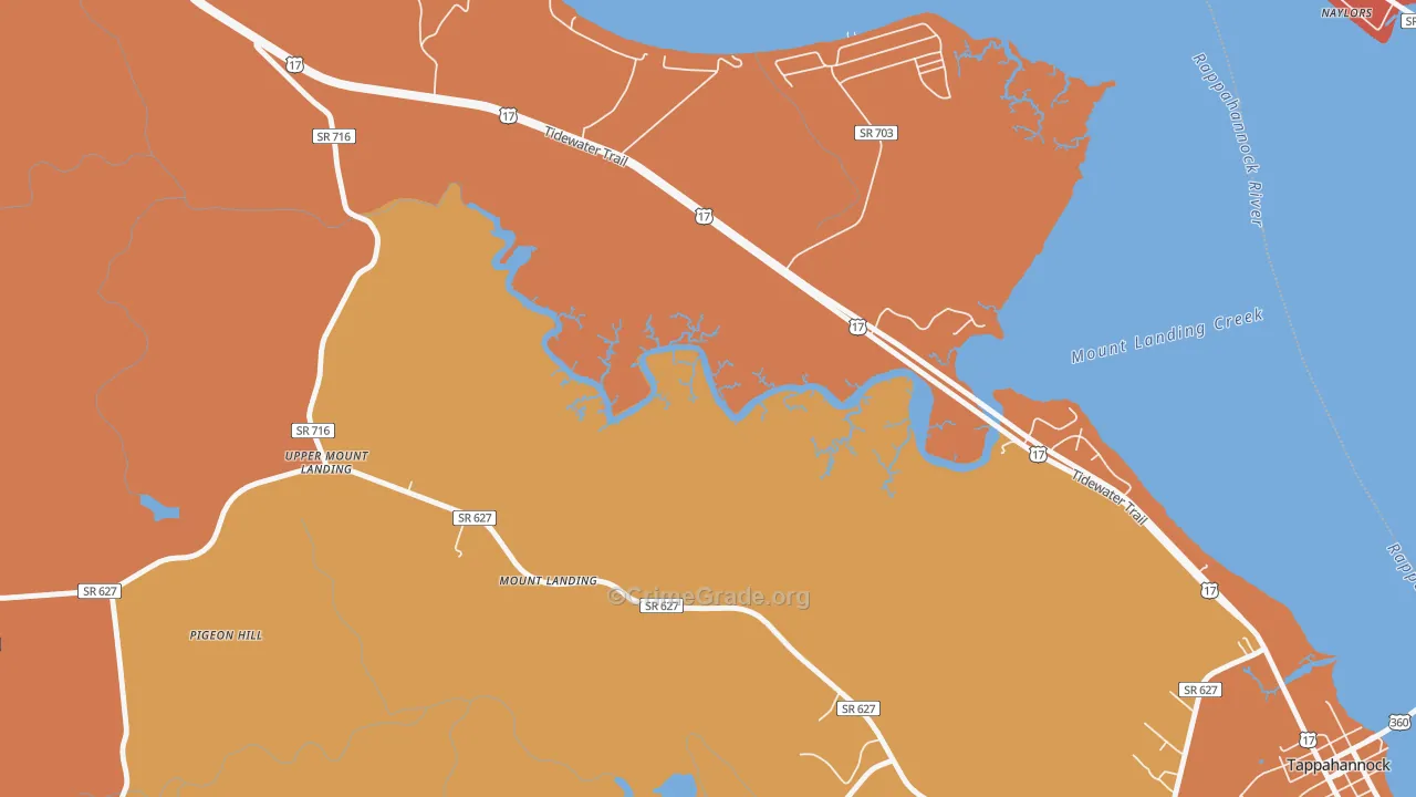 Mount Landing, VA Map of Robbery Rates