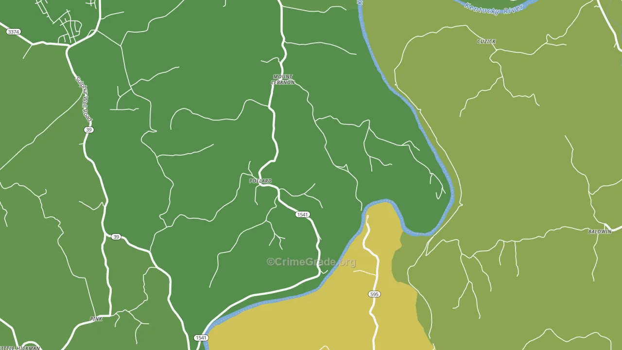 Mount Lebanon, KY Map of Robbery Rates