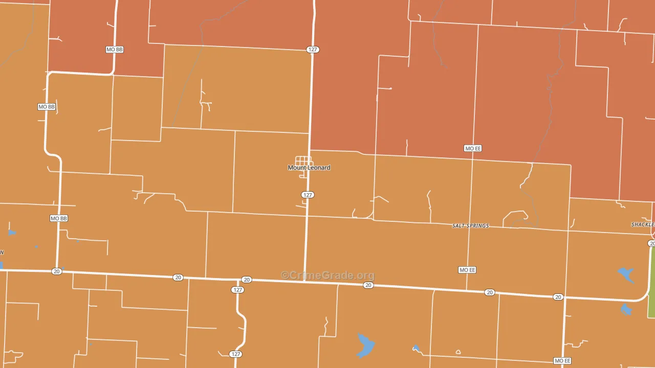 Mount Leonard, MO Map of Robbery Rates