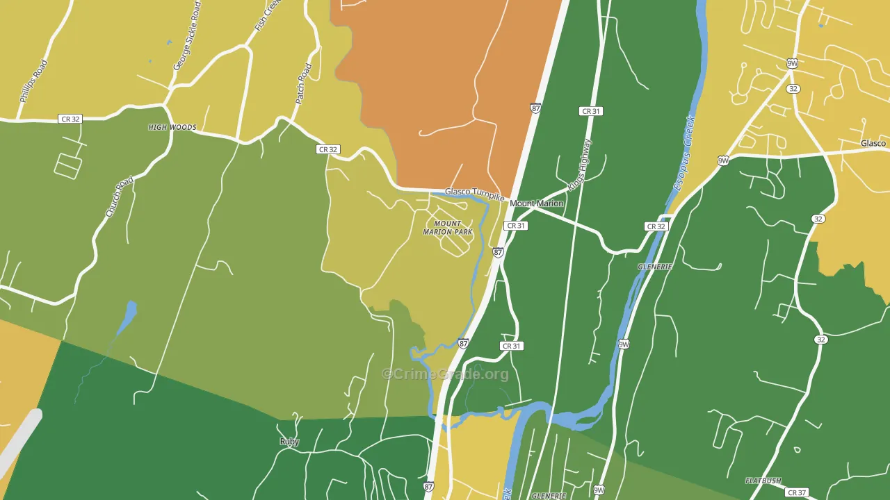 Mount Marion, NY Map of Robbery Rates
