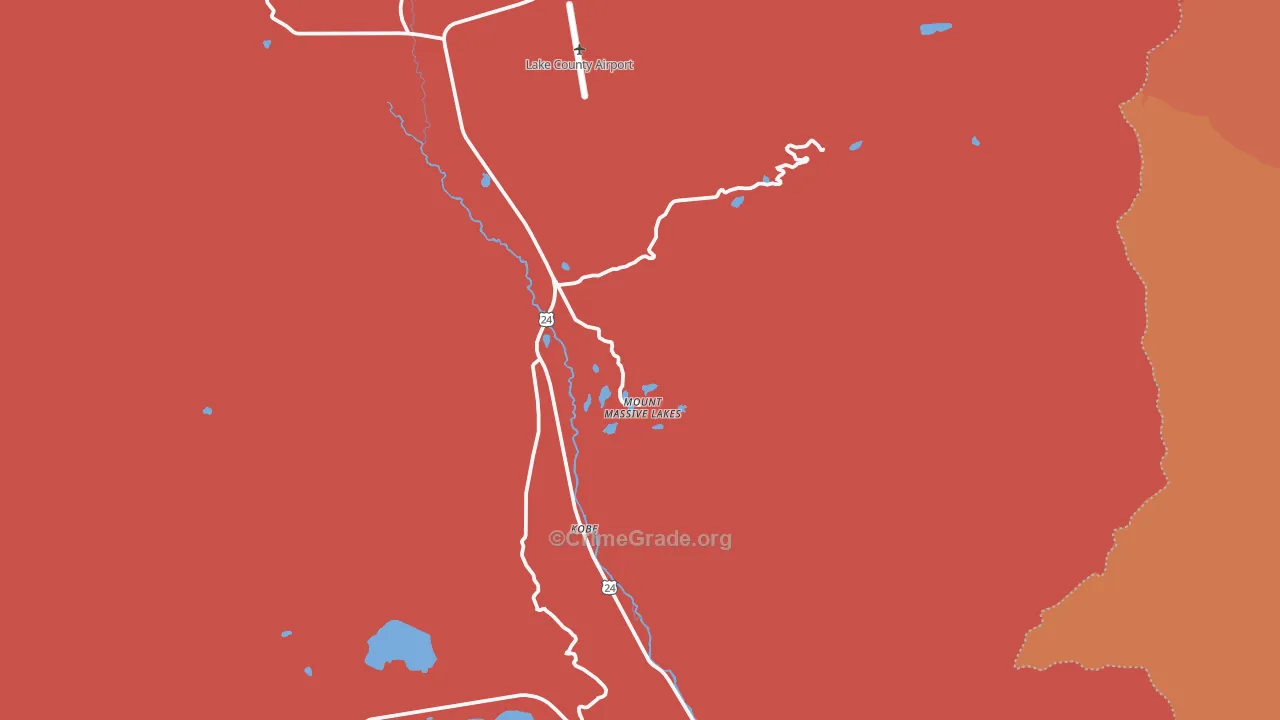Mount Massive Lakes, CO Map of Robbery Rates