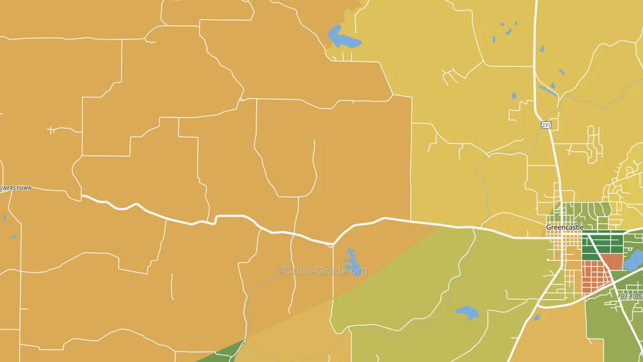 Mount Meridian, IN Map of Robbery Rates