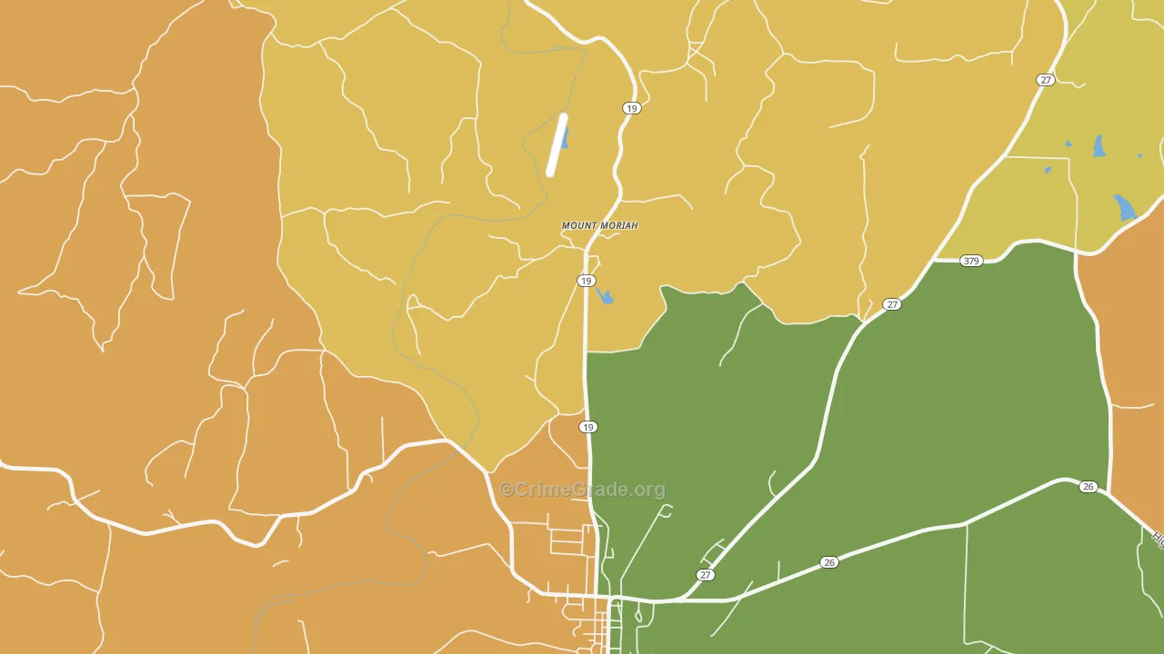 Mount Moriah, AR Map of Robbery Rates