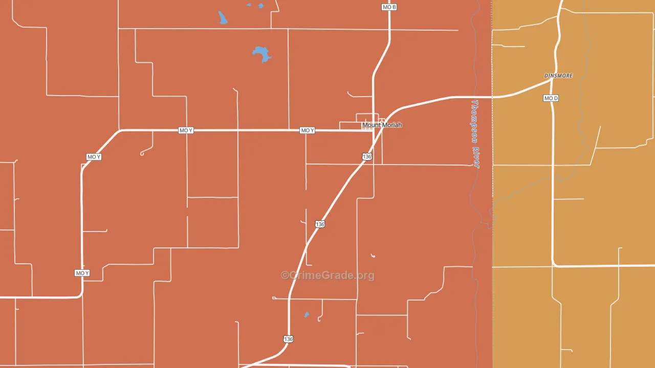 Mount Moriah, MO Map of Robbery Rates