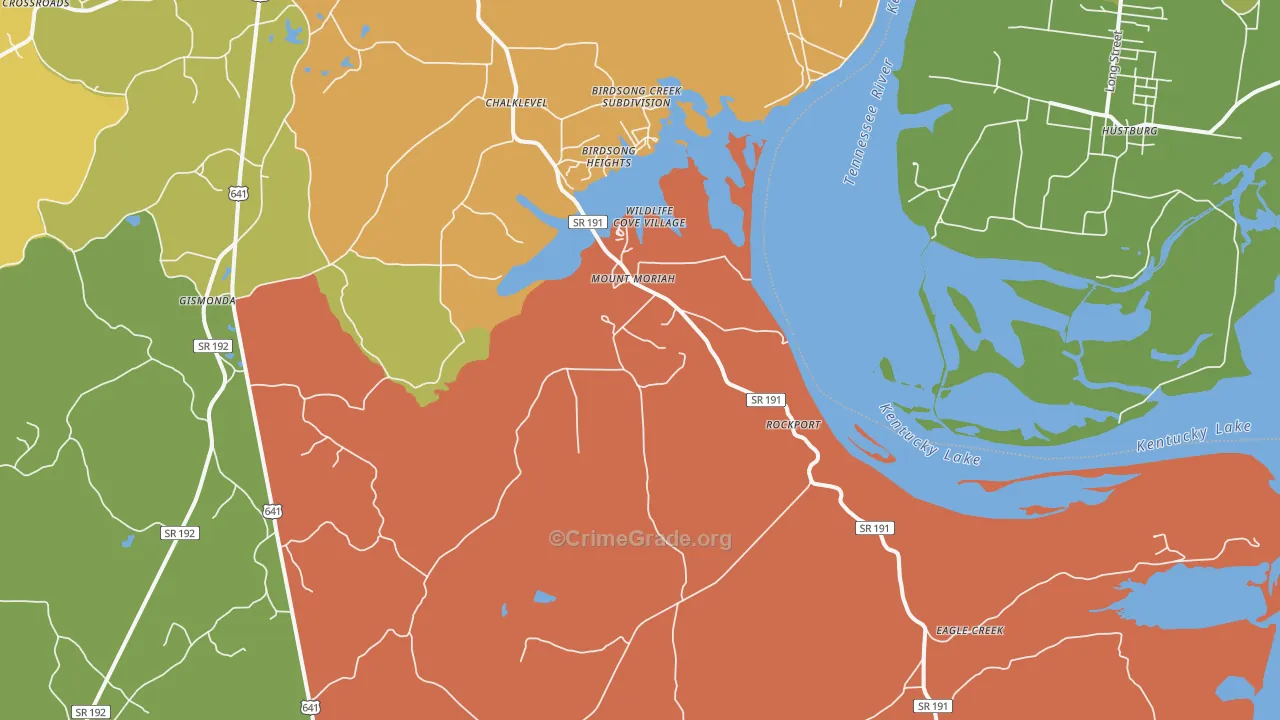 Mount Moriah, TN Map of Robbery Rates