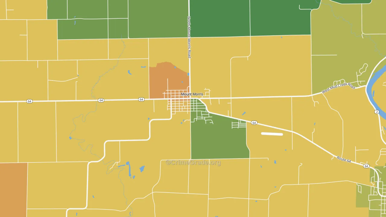 Mount Morris, IL Map of Robbery Rates