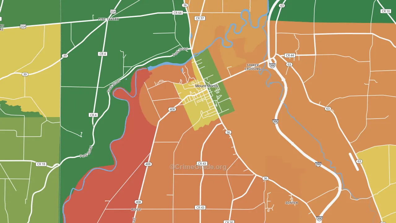 Mount Morris, NY Map of Robbery Rates