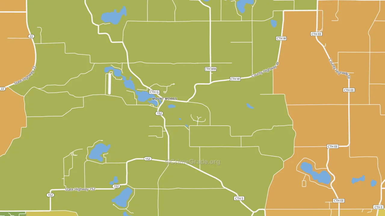 Mount Morris, WI Map of Robbery Rates