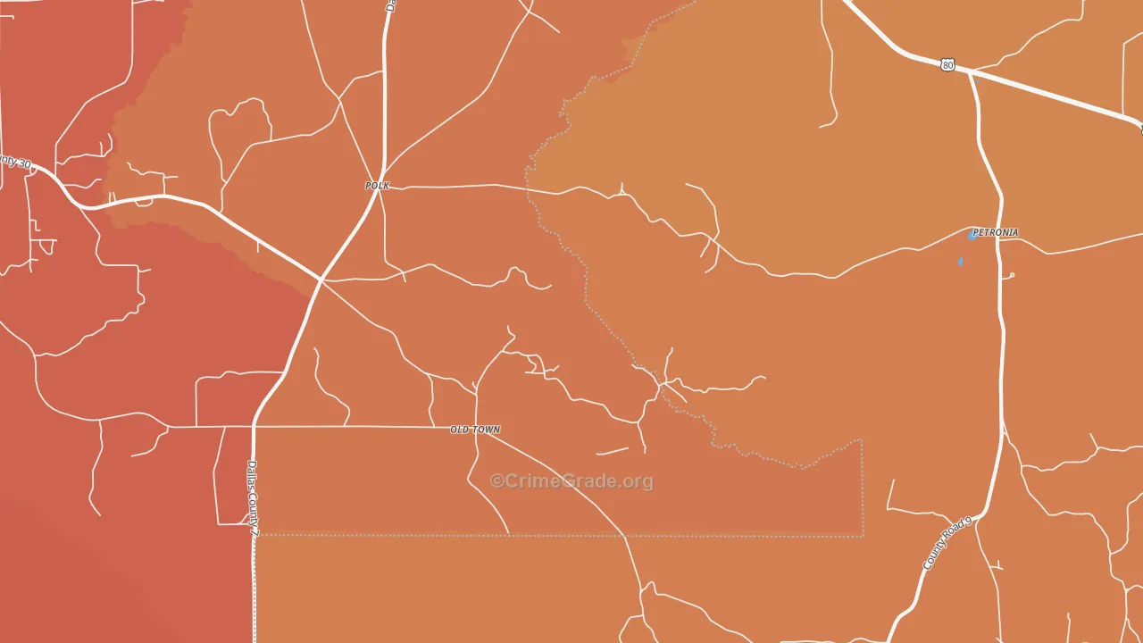 Mount Nebo, AL Map of Robbery Rates