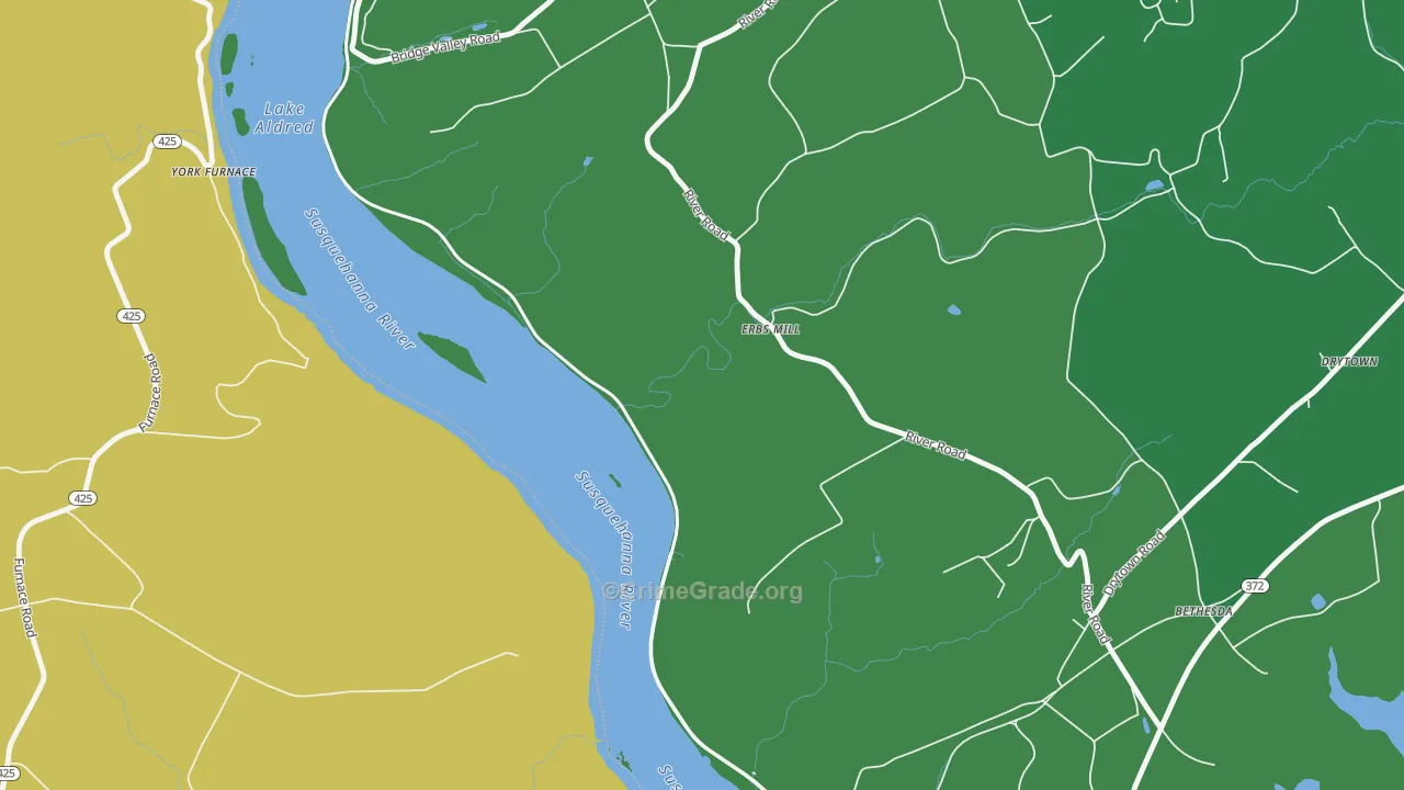 Mount Nebo, PA Map of Robbery Rates