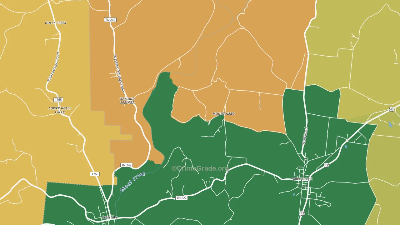 Mount Nebo, TN Map of Robbery Rates